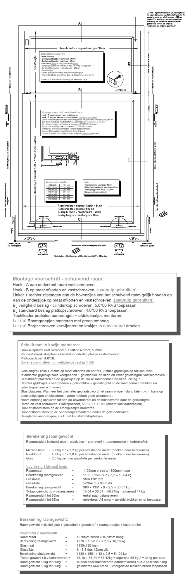 Tek. 01 Verticaal Schuifraam