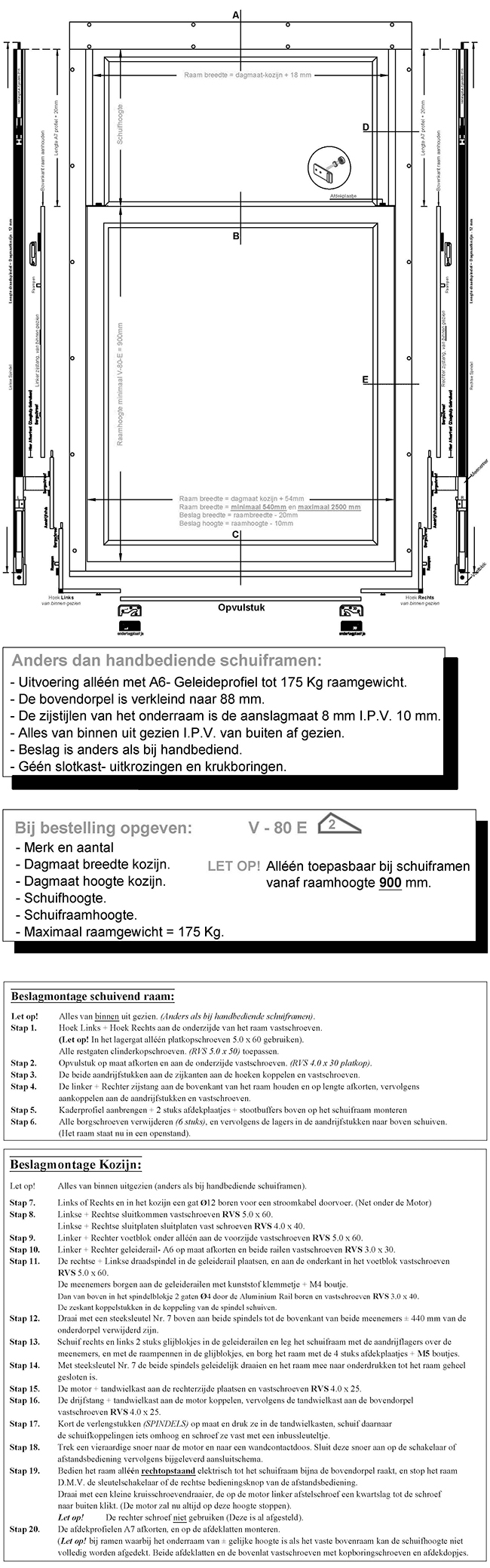 Tek. 01 Verticaal Schuifraam